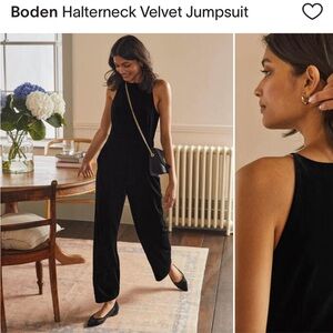 Boden Black Halter neck velvet  Jumpsuit. Sz 6. Beautiful holiday velvet